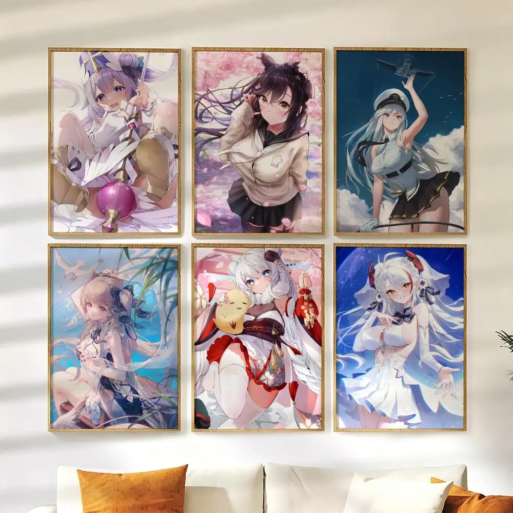 A-Azur Lane Poster Wall Stickers HD Painting Self Adhesive Art Decals for Bedroom Living Room Home Decor