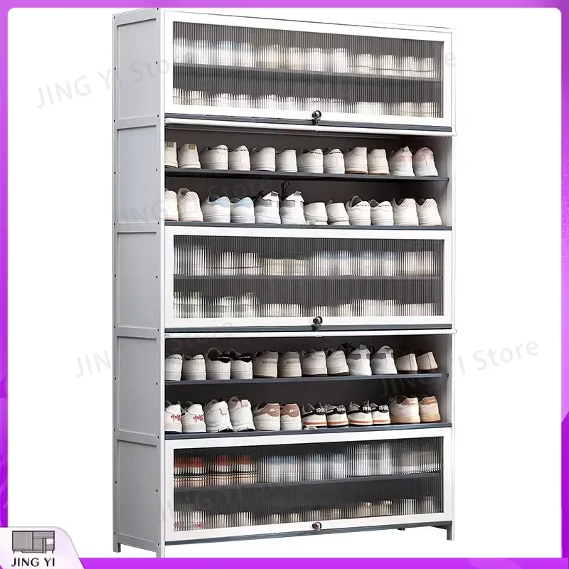 Dust Proof Metal Multi Layer Shoe Rack High Vertical Entrance Shoe Cabinet with Door for Home Office Storage Organizers Shoes