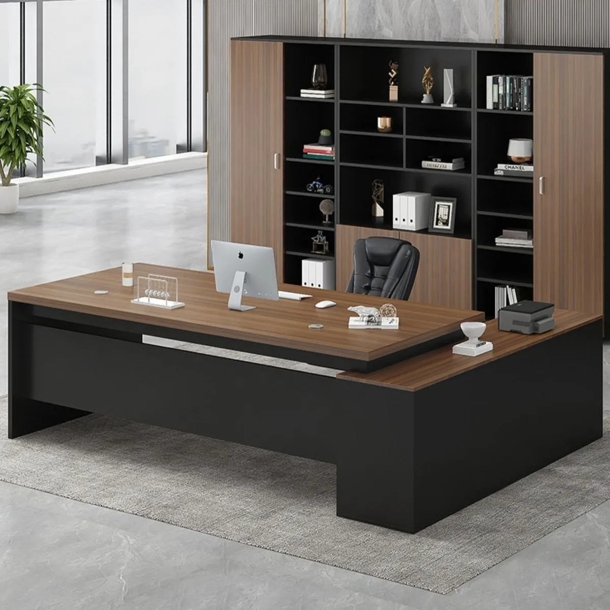 HYS Manager Desk Office Furniture Large Class Desk Supervisor President's Desk and Chair Combination