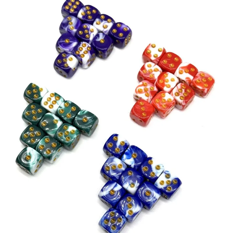 10Pcs/pack New Foreign Trade Product 12mm Rounded D6 Dual Color Point Color Dice Teaching Game Dice