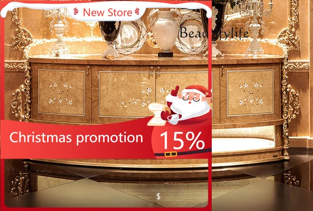 

Европейский ресторанный и бытовой мебельный гарнитур: тумба-буфет из массива дерева с резными цветочными узорами, роскошный стол для прихожей/гостиной с паркетным покрытием