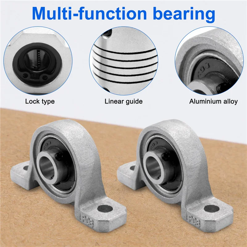 VEHO-15Pcs 200Mm Optical Axis Guide Bearing Housings Aluminum Rail Shaft Lead Screw Rod Slide Bushing Shaft Coupling Cnc Parts