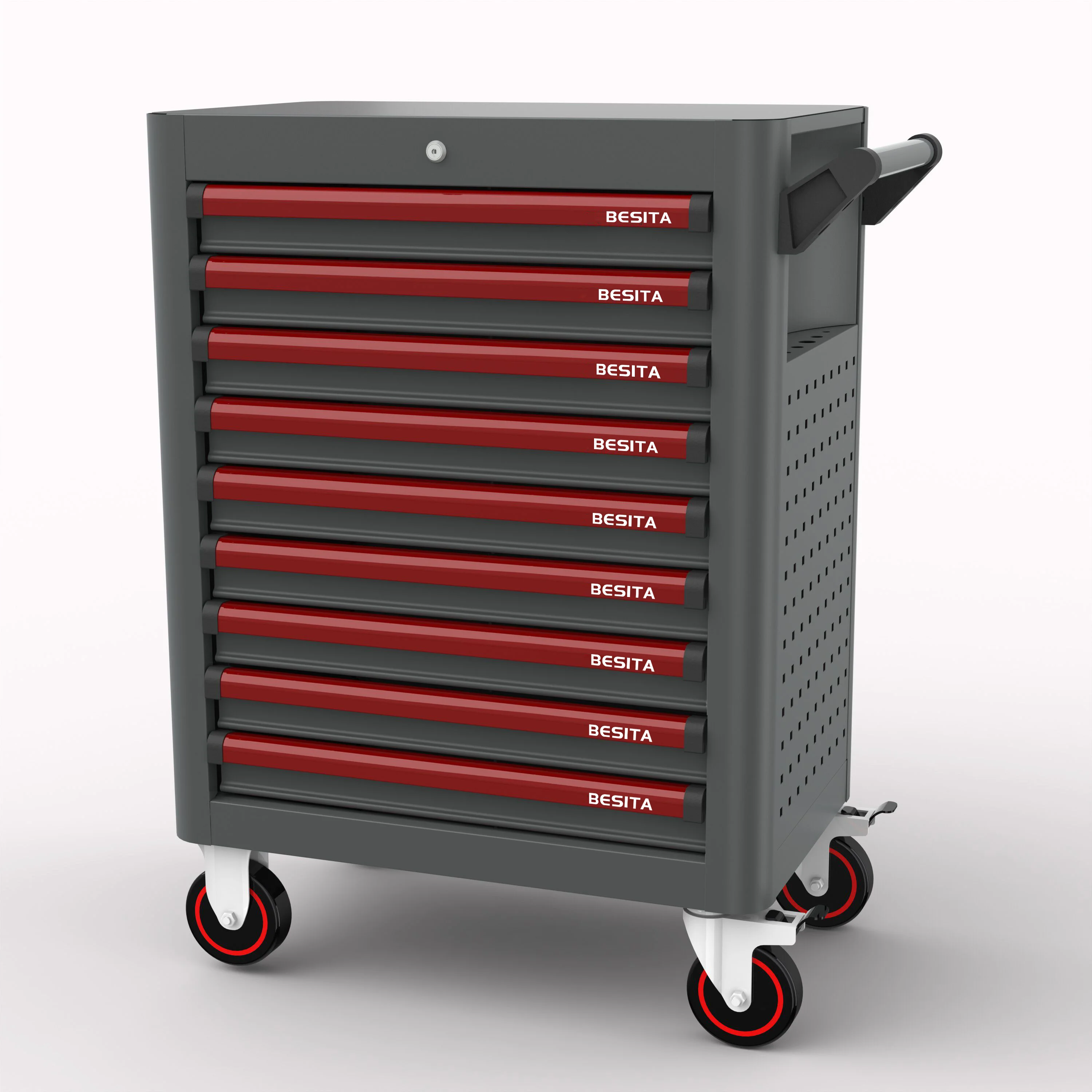 Tool Trolley Cart With 380 Pieces Toolkit And 9 Drawers For Car Repair And Maintenance