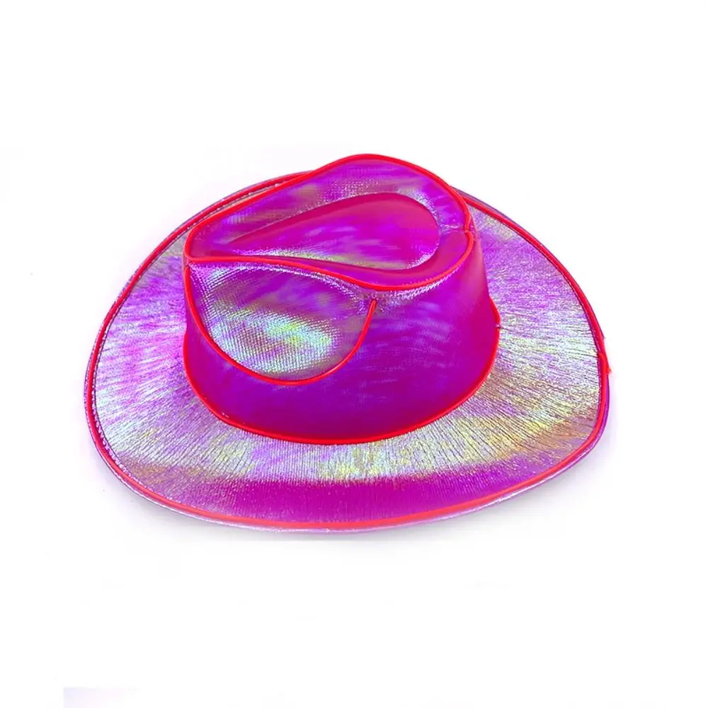 Pearlescent Neon Halloween Hats Colorful Cosplay Party Hats LED Luminous Cowboy Hat Cool Fashion Western Cowboy Hat Kids view 5