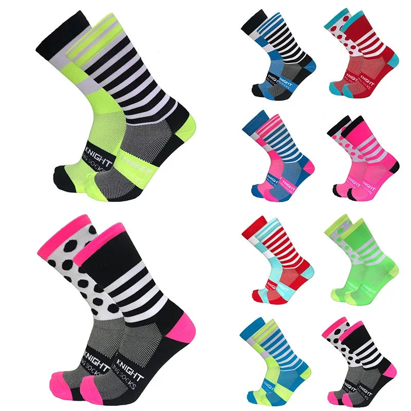 

New Stripe Dot Cycling Socks Top Quality Professional Brand Sport Breathable Bicycle Sock Outdoor Racing Running Socks