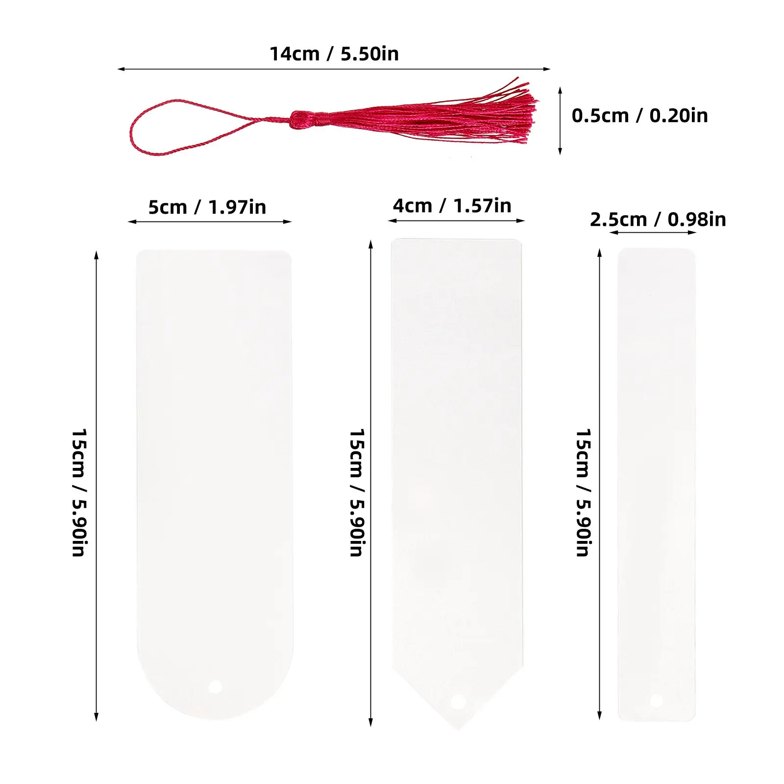 30Sets Clear Acrylic Bookmark Blank Tassel Pendant DIY Page Marker for Book Lovers Decorative Student Reading Gift