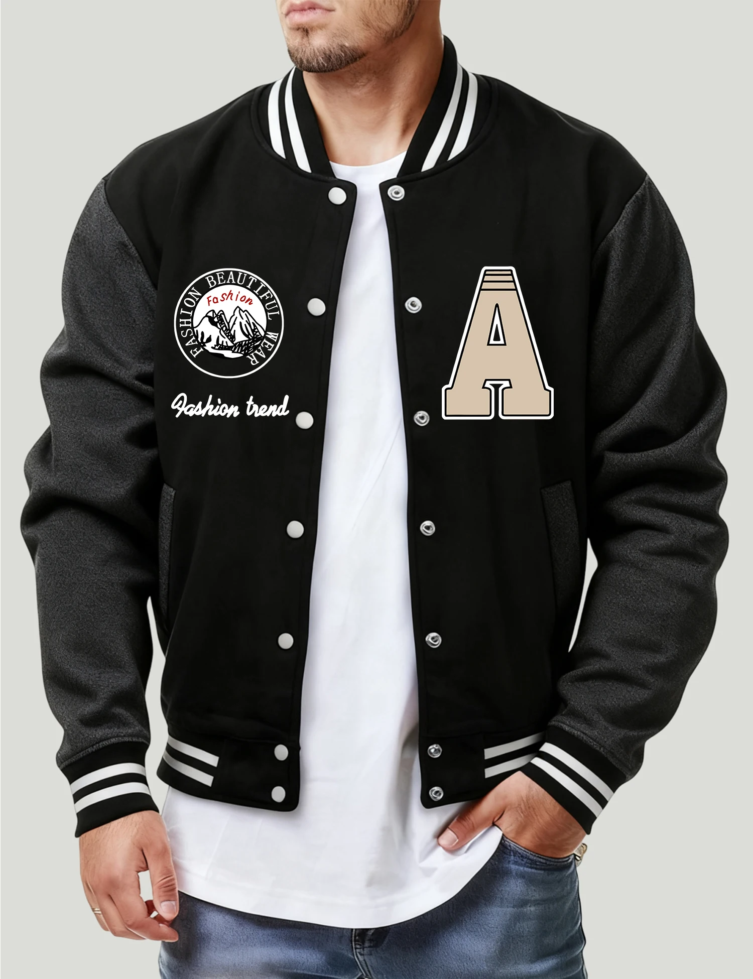 

Модные мужские бейсбольные майки с пейзажами и буквенным принтом, свободные повседневные куртки, уличные флисовые топы на пуговицах, одежда в стиле ретро для мужчин