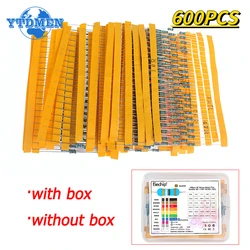 600pcs 30Values 1/4W Metal Film Resistor Kit 10Ohm ~1M Ohm Resistance 1% Set of Resistors 0.25w