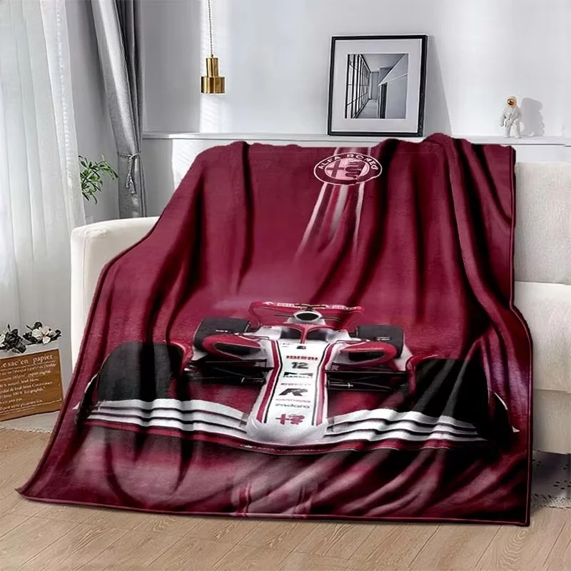 High-definition printed a-Alfa Romeo-o logo blanket, fluffy, comfortable and warm home sofa bed office travel camping blankets