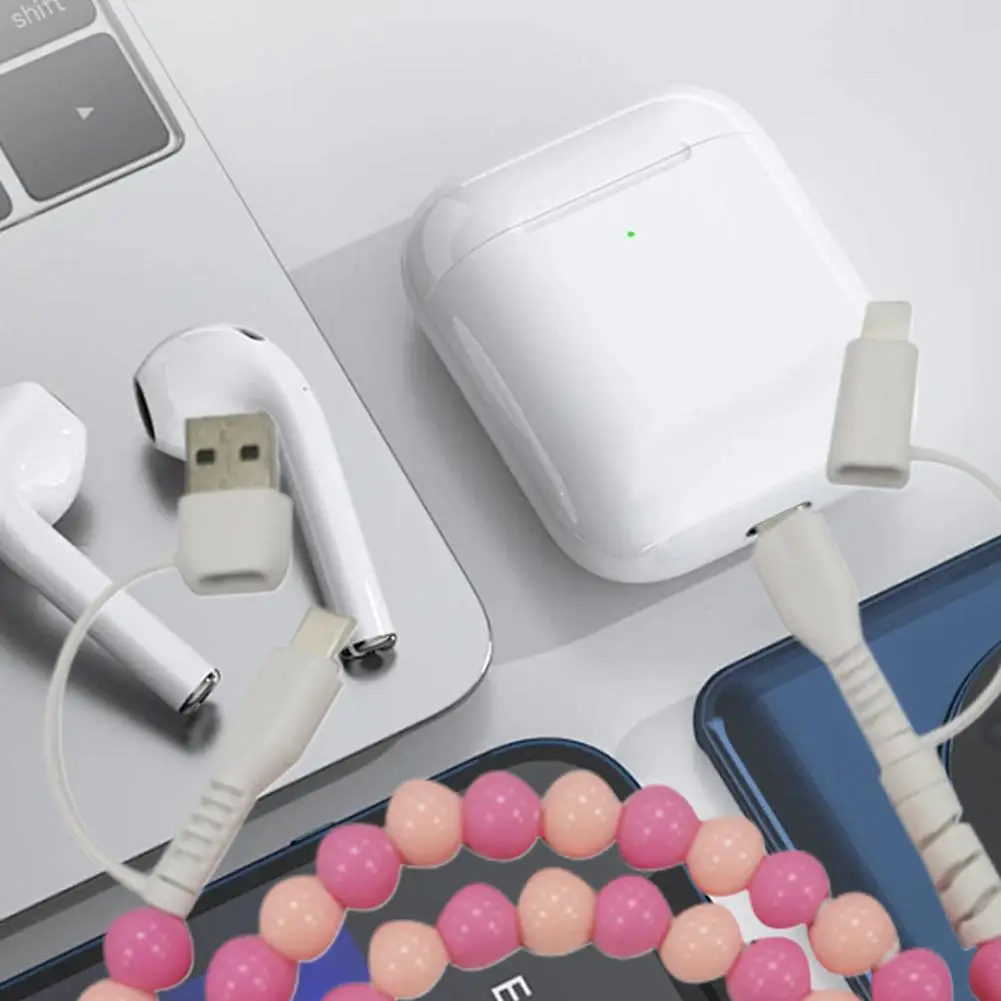 Fast Charging Cable Creative Portable Beaded 4-in-1 For IPhone Fast Data Cable Handmade Colorful Pearl Phone Accessories A2I0