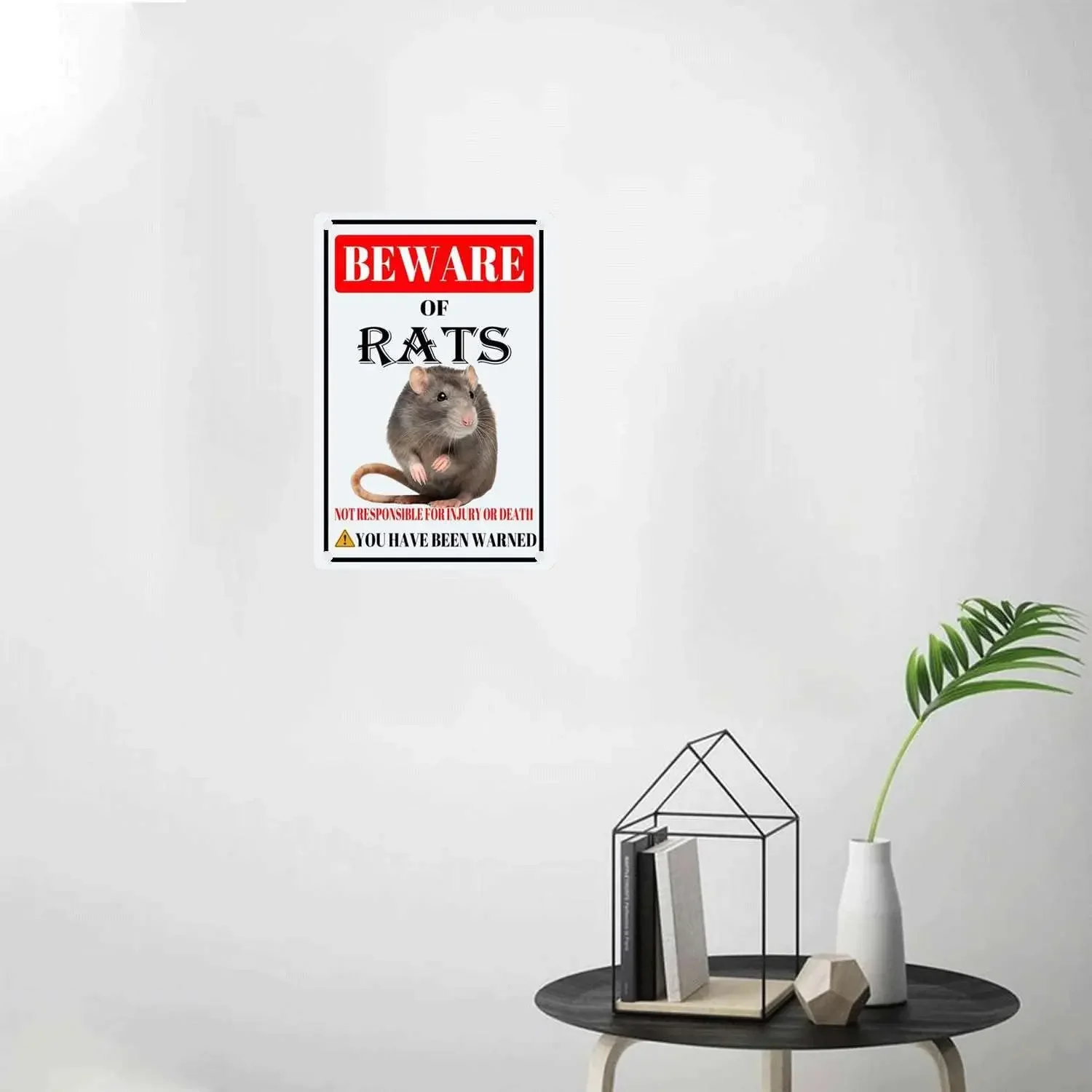 Rats Tin Sign Beware of Rats Metal Sign Funny Home Wall Decor Outdoor Warning Decorations Signs-8x12inch-Tin Sign