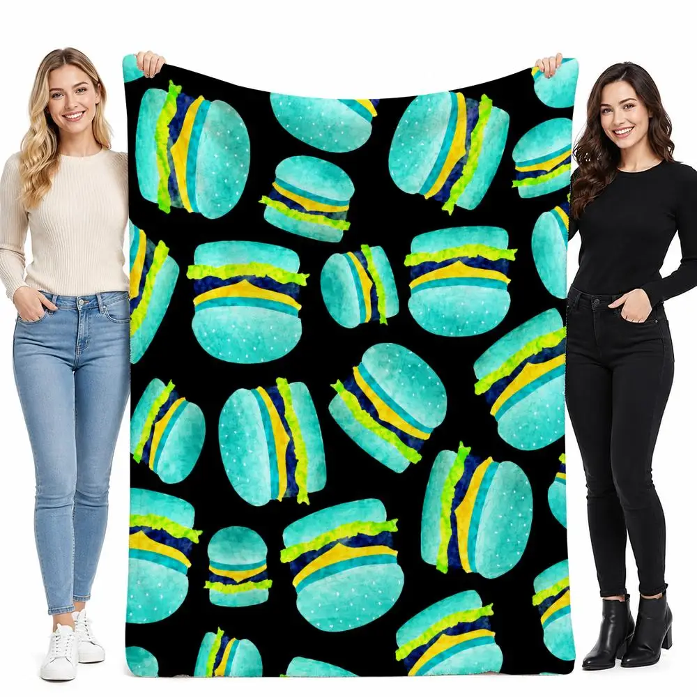 Humorous Burger Print Throw Perfect for Sofa Bed Office Travel Home Decor Art Lover Gift