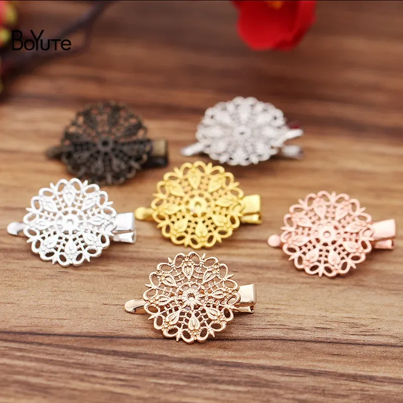 BoYuTe (20 Pieces/Lot) 25MM Filigree Feather Hair Clip Vintage Women Hair Jewelry Accessories