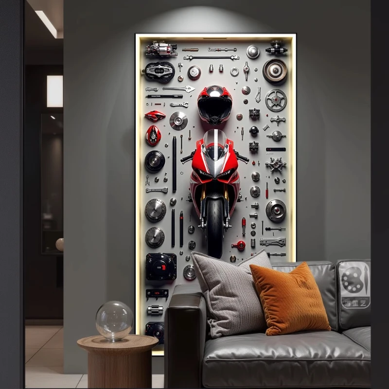 

Motorcycle hanging paintings decorative paintings advanced sense led with lights mural e-sports room internet cafe locomotive