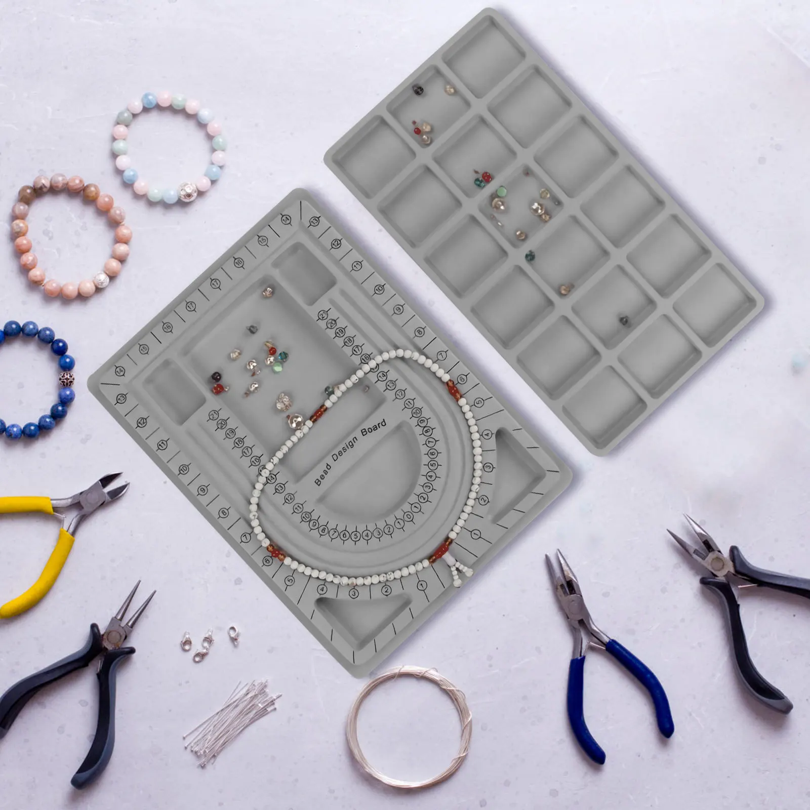 

4Pcs Jewelry Making Board Bead Design Tray Lightweight Smooth Surface Resistant to Break Deformation Ideal for Beading Craft