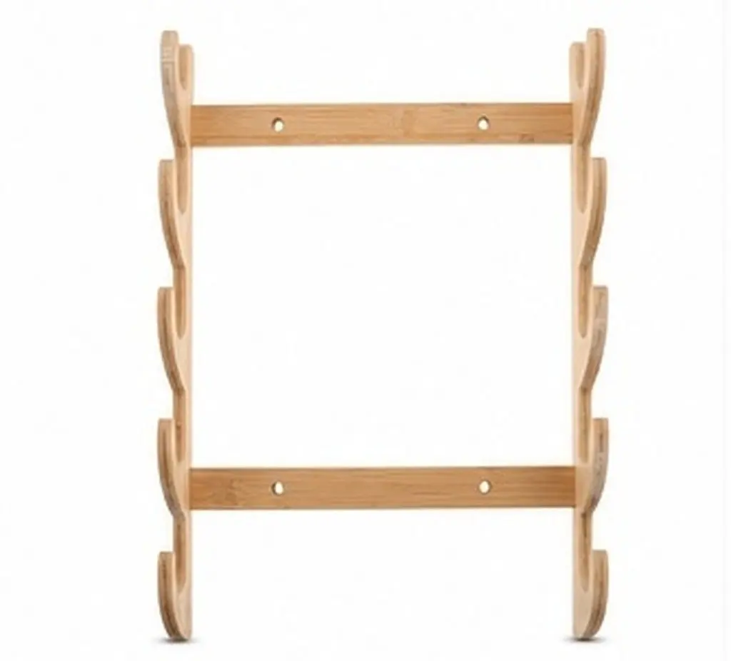 Wall Mounted General Rack 5 Tier Solid Wood Display Stand Heavy Duty Holder for Apartment Small Room Fishing Rod
