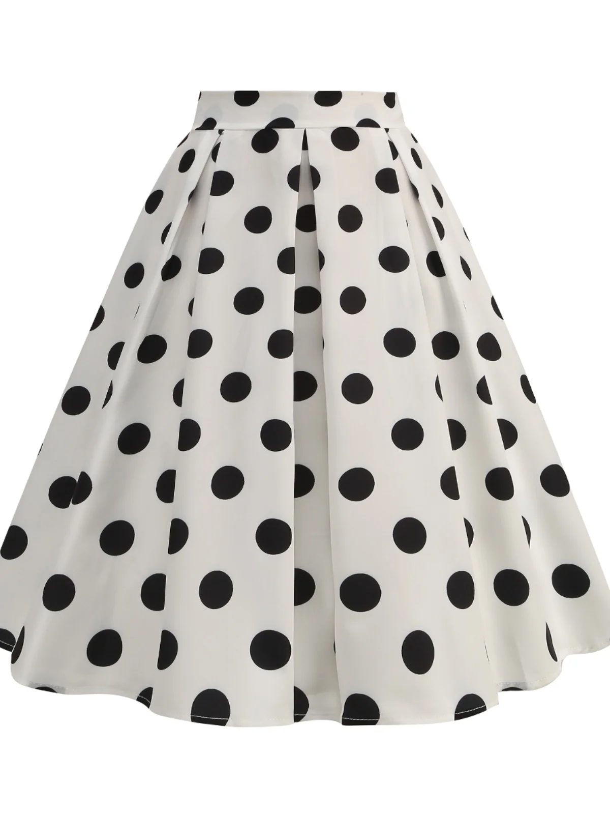 Elegant High Waist Polka Dot Skirt Half Body Hepburn Summer Loose Short Word Hip Covering Wide Hemline A-Line Midi Skirt