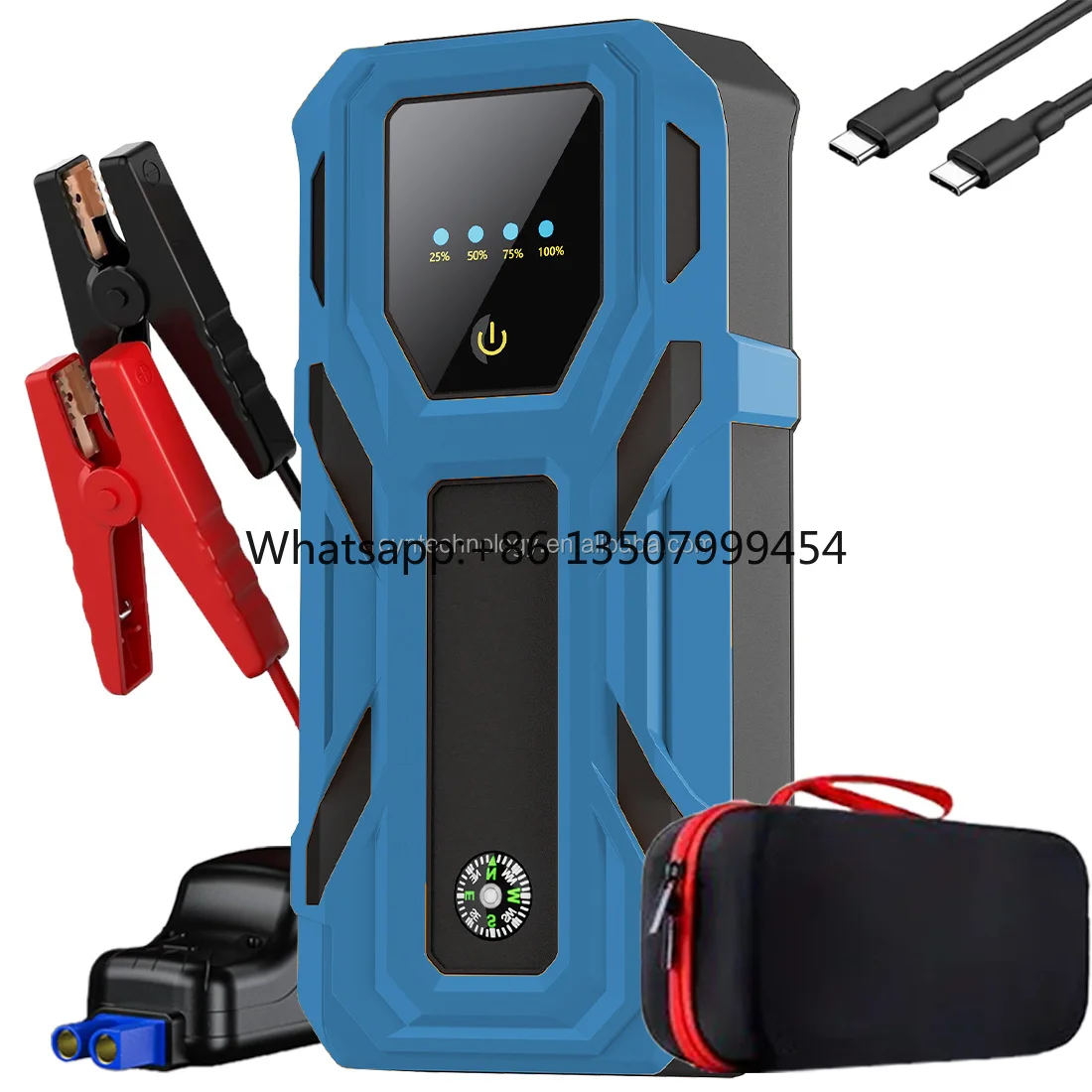 

1000A Mini Lithium 22200mAh Jump Starter-12V Car Booster Pack LCD Screen Type-C Port Overload Protection Power Bank V0 Flame