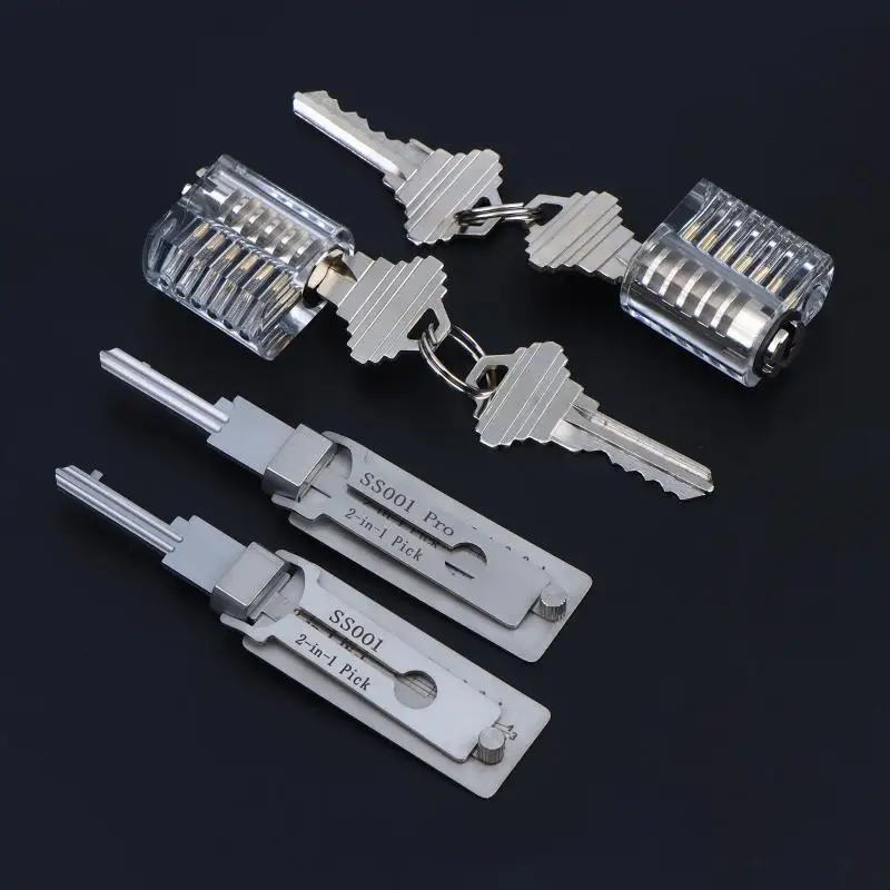 New 1 Set 2 In 1 Key Decoder Kit Double Straight Groove Lock Unlocking Maintenance Tools Repair Tools