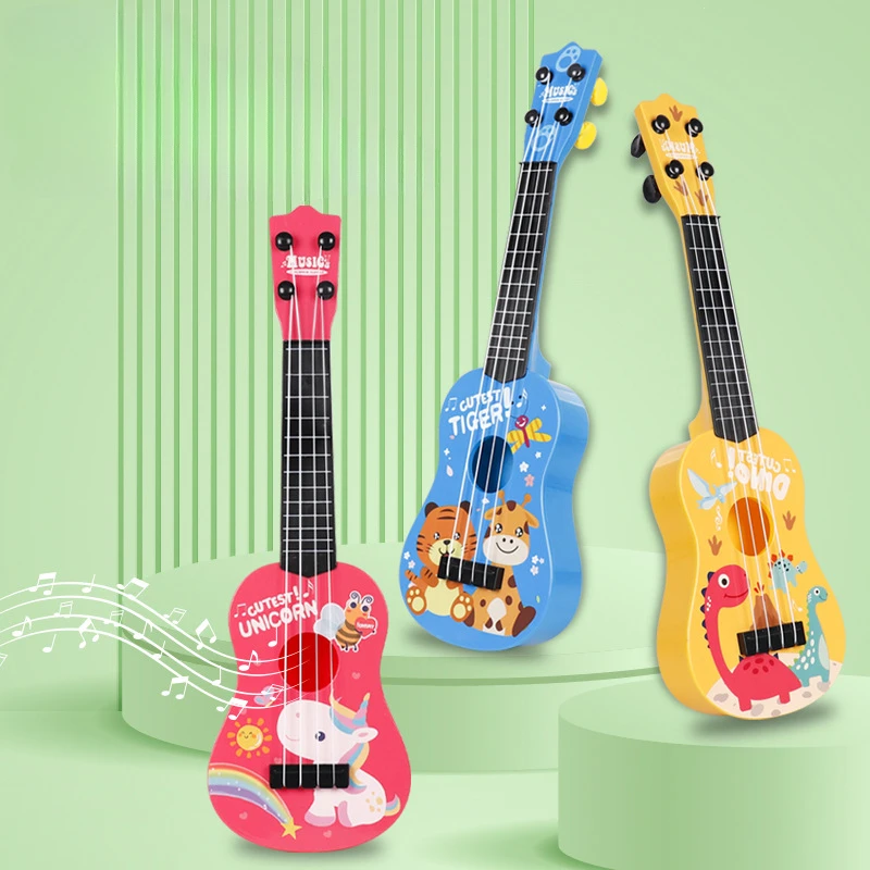 Ukulele Toys for Beginner Guitar Musical-Toy Ukulele Instrument for Childrens with 4 Adjustable Strings Musical Instrument Toys