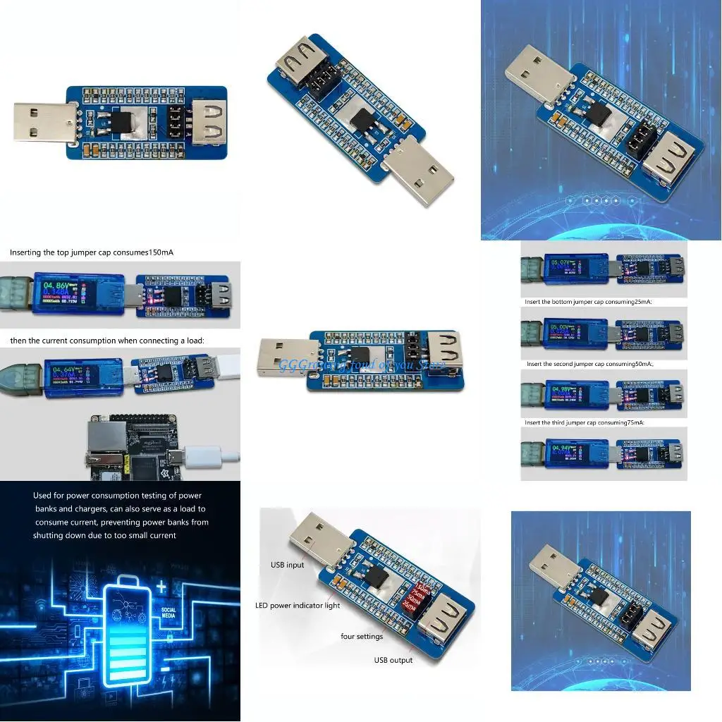 

H9EB Intelligent USB Load Regulator 4 Current Setting 25mA To 150mA Maintains Charging Flows For Low Power Devices