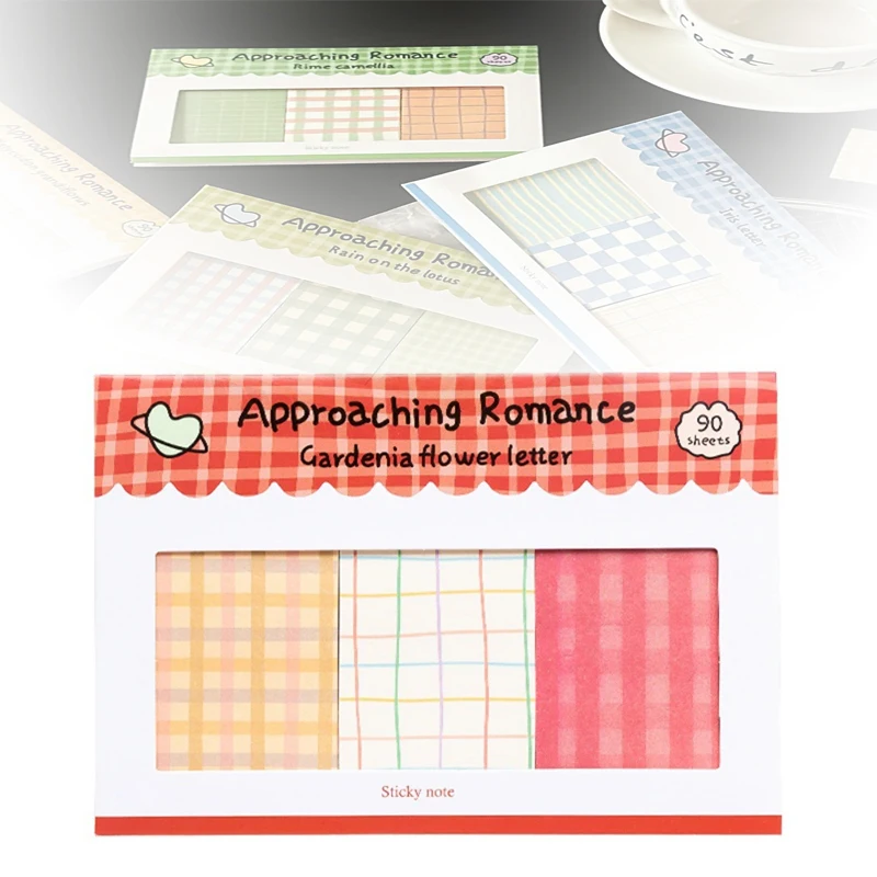 

New Plaid Combination Note Romance Series Hand Account Decoration Basic Material Paper Note Paper Kawaii Stationery Stationery