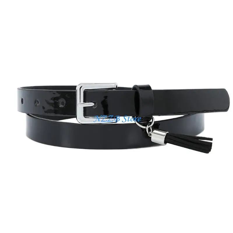 حزام خصر رفيع للفتيات T21F Y2K من البولي يوريثان لفستان الجينز وحزام خصر بإبزيم لراعية البقر #5