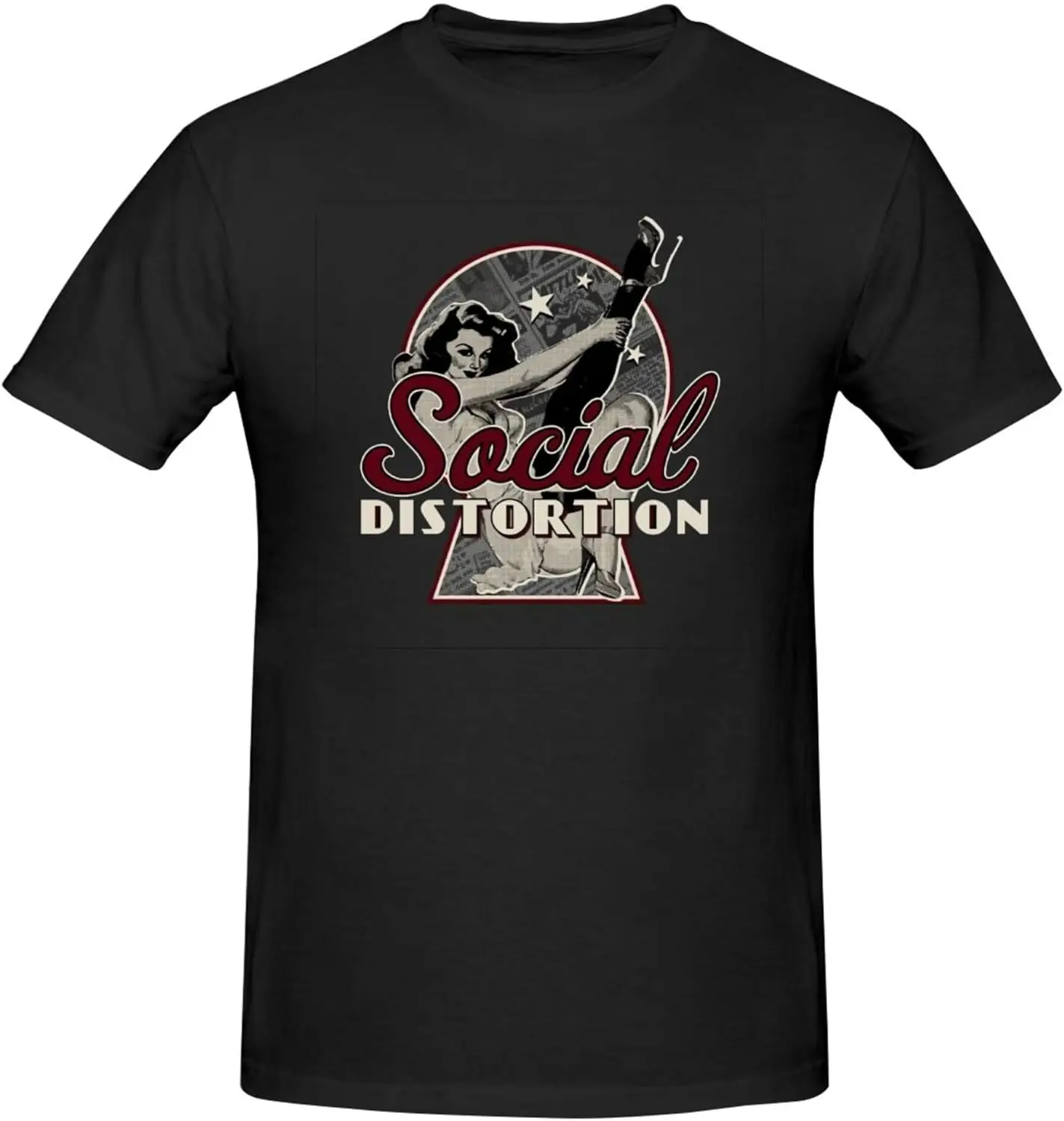 Mitman Social Music Distortion t-Shirts Men's Summer Cotton Casual Crew Neck Short Sleeve Shirt Unisex tees Black