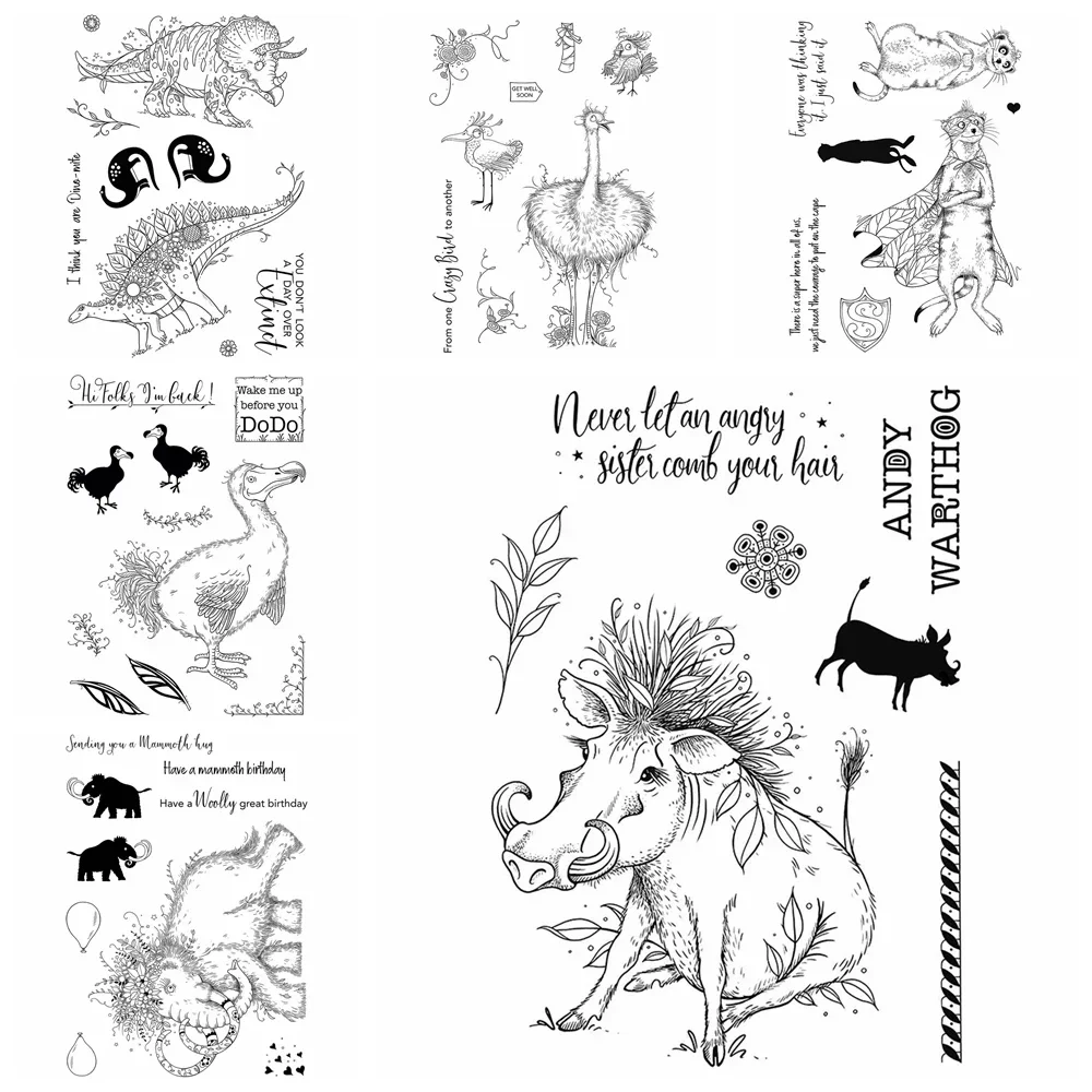 6*8inch Clear Silicone Stamps Dinosaur DoDo Red-crowned Crane for DIY Scrapbooking Album Paper Card Crafts 2024