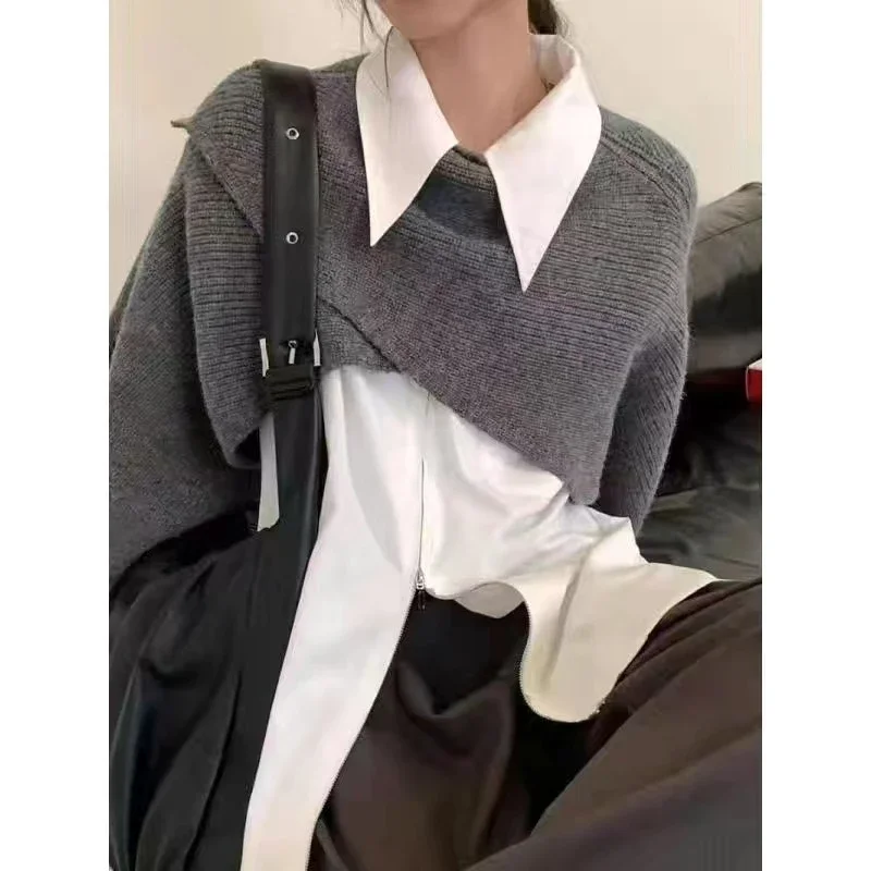 

Женский свитер с рукавами «летучая мышь» в новом осеннем дизайне 2025, ленивый стиль, длинные рукава, нестандартная внешняя шаль