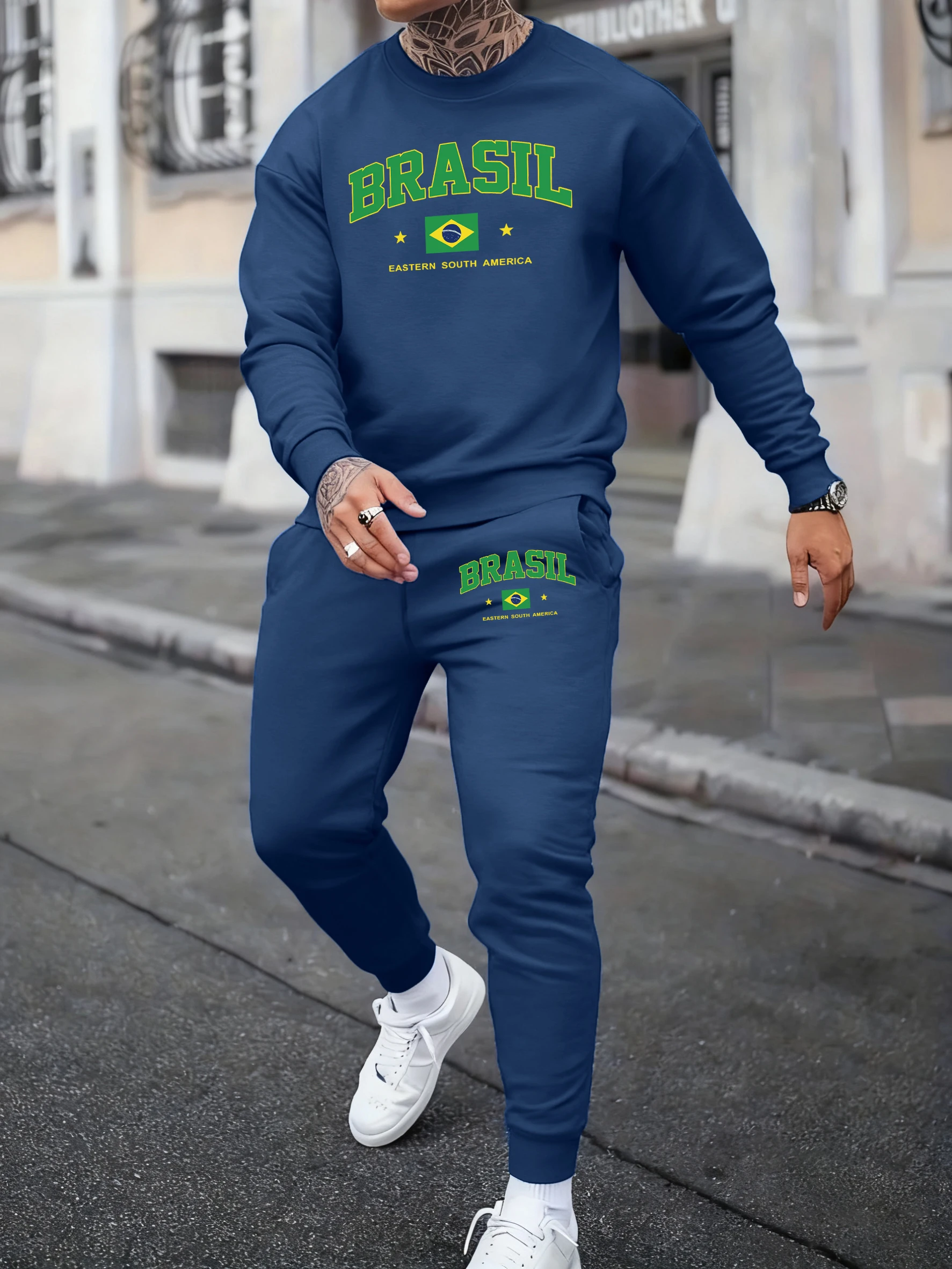 

Brasil Eastern South America Printed Fleece Pocket Sportpants Man Sport Soft Sportswears Trousers Suit Winter Autumn Sweatshirts