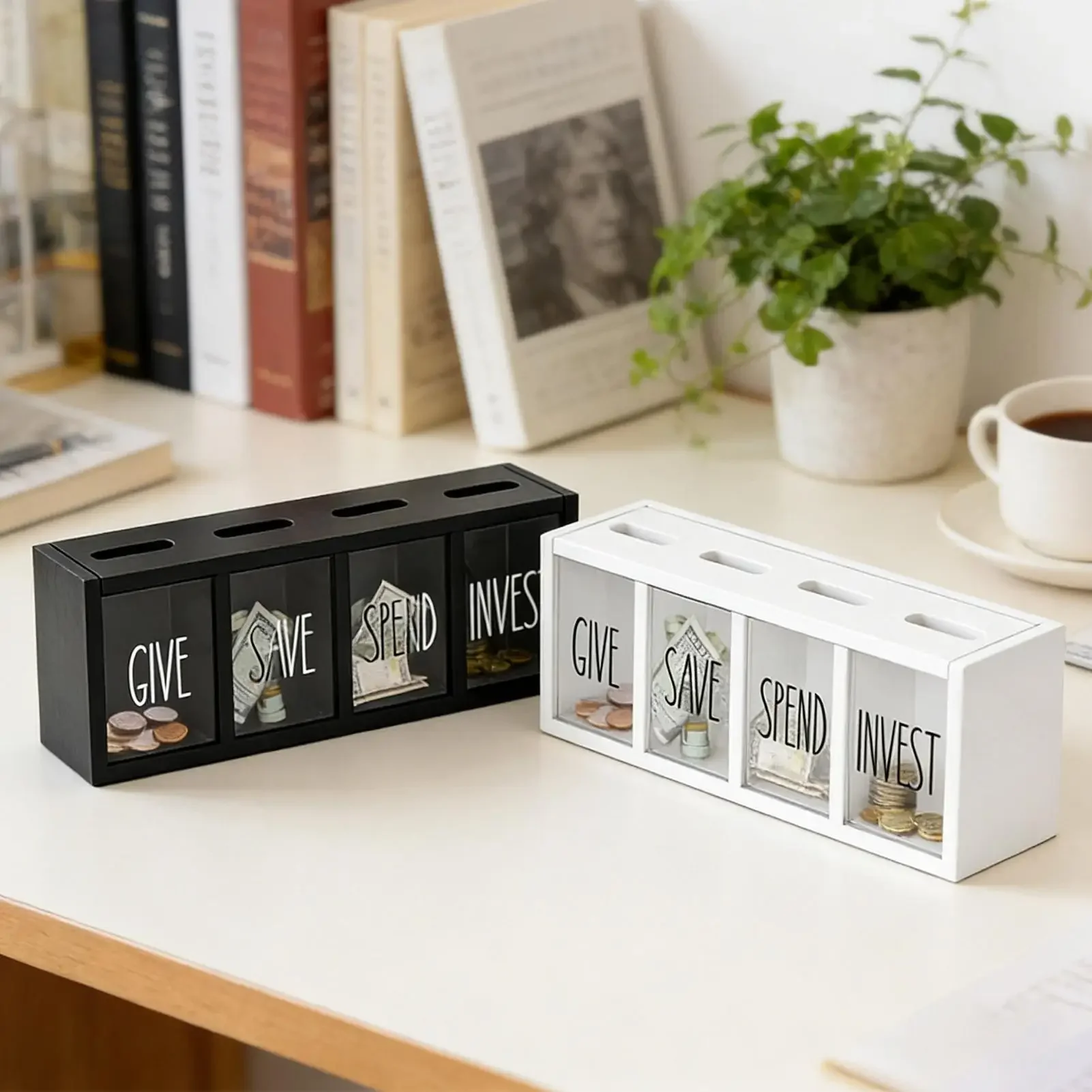Kids Money Bank Wooden Magnetic Suction Storage Funny Money Box for Cash for Children Bedroom Living Room School Dorm Table Wall