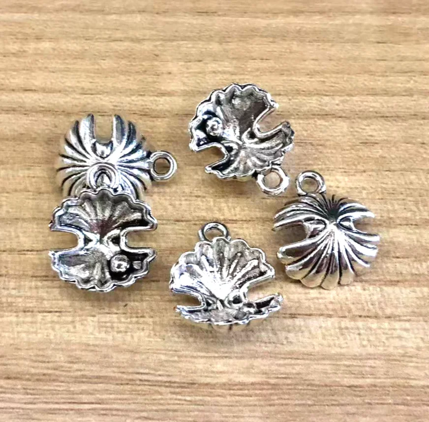 

25pcs 15x12x6mm Lovely Zinc Alloy metal shell design pendants for handmade findings HWEF3654