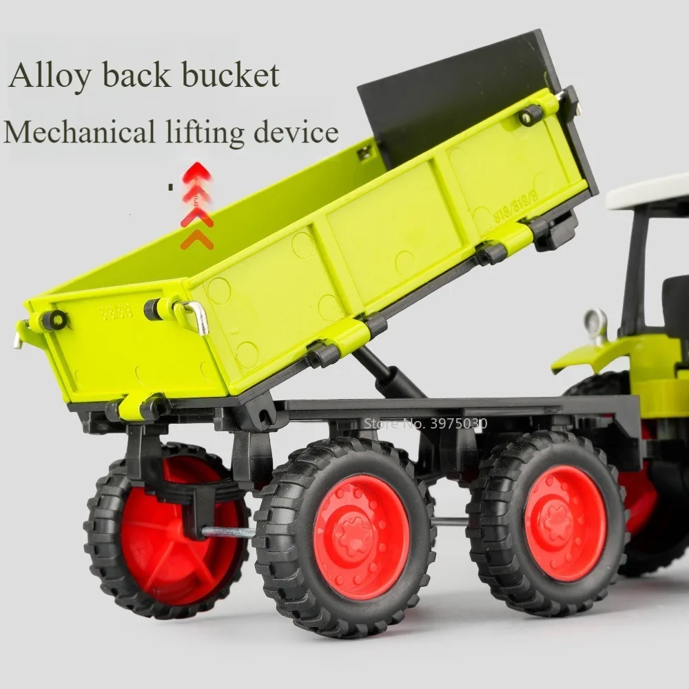 1/32 Tractor Toy Alloy Diecasting Simulation Car Model Zinc Metal Body Plastic Chassis Rubber Tire Vehicle for Boy Birthday Gift