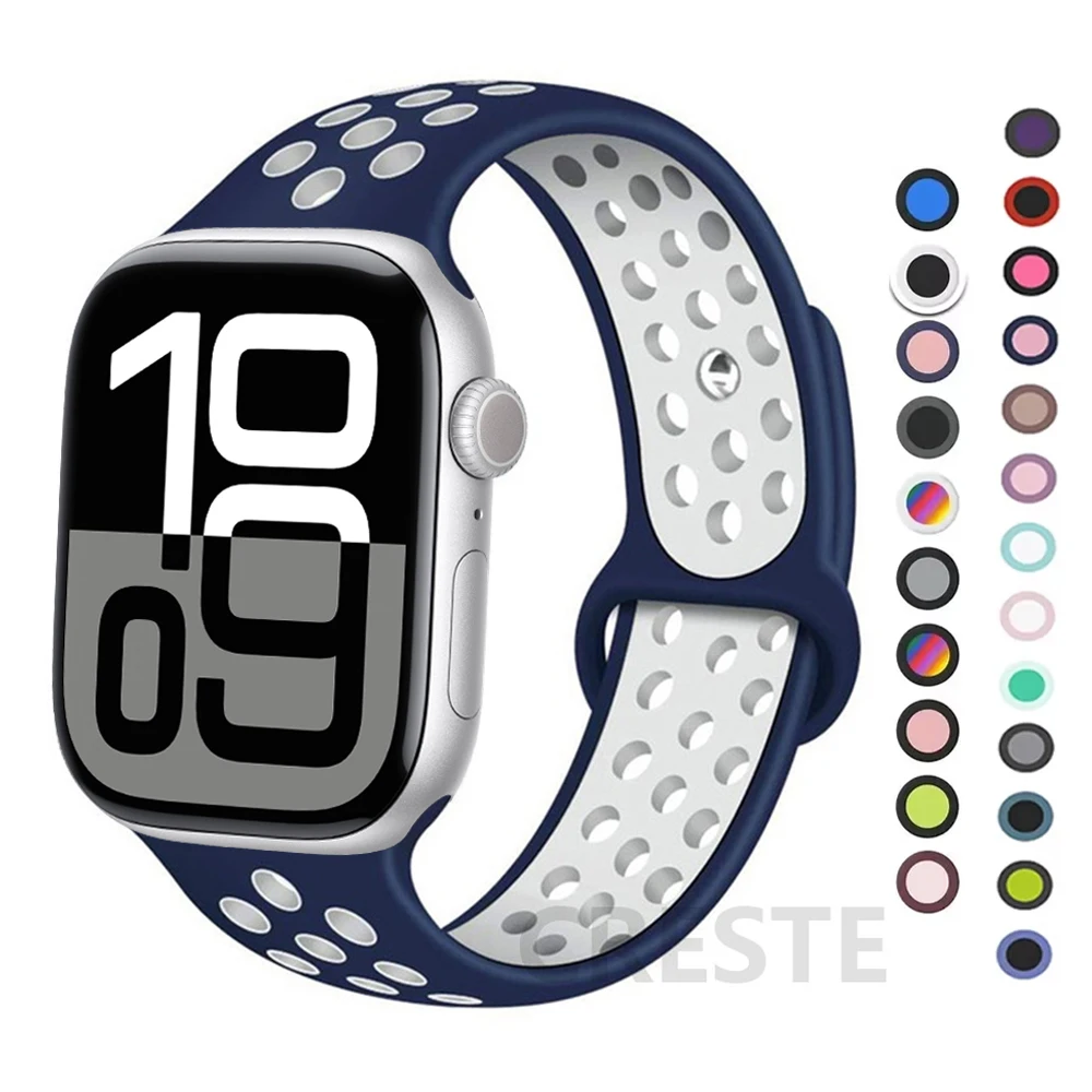 Bracelet en silicone pour Apple Watch, Bracelet iWatch, Série 10, 8, SE, 9, 7, 6, 5, 4, Ultra 2, 49mm, 45mm, 44mm, 42mm, 46mm, 41mm, 40mm