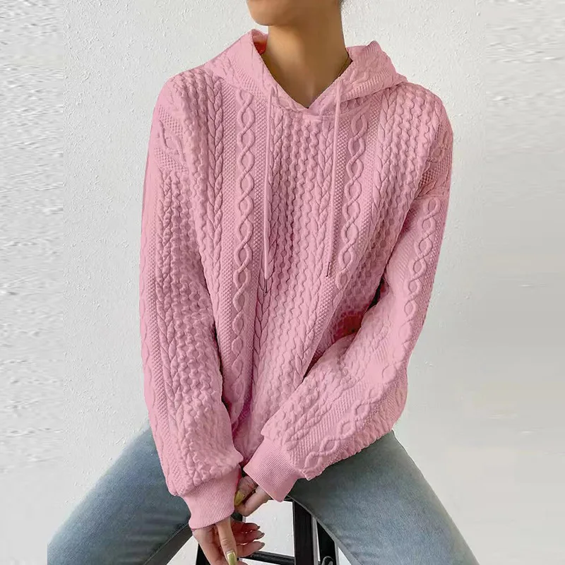 Casual Long Sleeve Hoodies Sweater Office Lady Autumn Winter Fashion Elegant Solid Knitted Sweatershirt For Women 2023 Female