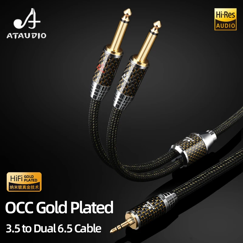Cavo audio HiFi da 3,5 mm a doppio 6,35 mm Cavo OCC placcato oro da 3,5 a doppio 6,5TS di alta qualità per amplificatore telefonico