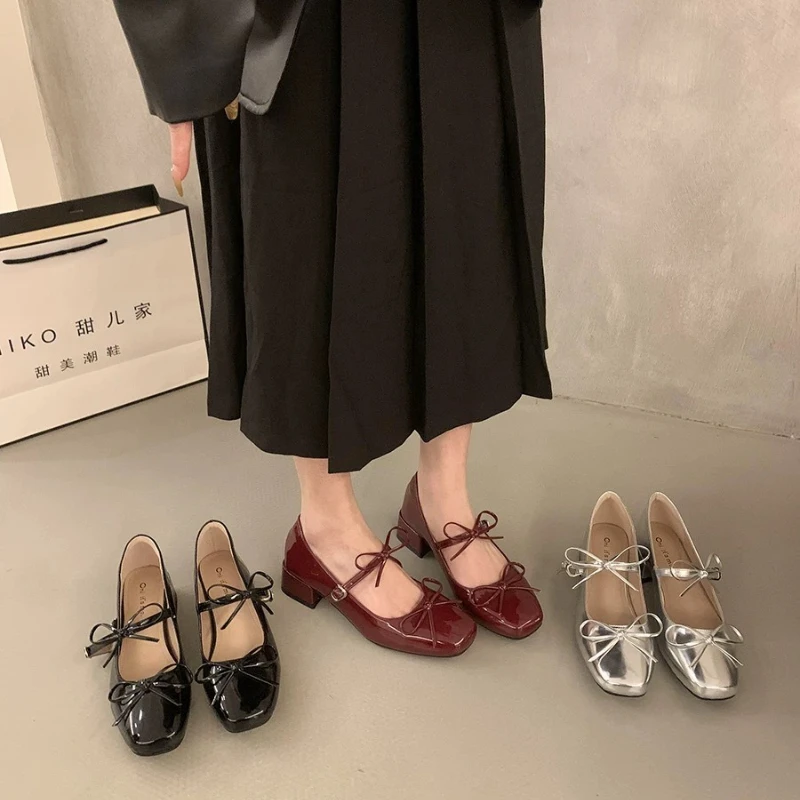 Womens Mary Jane Shoes Shallow Mouth Loafers Fashion Slip on Women Talon Femme High Quality Women's High Heels Comfortable