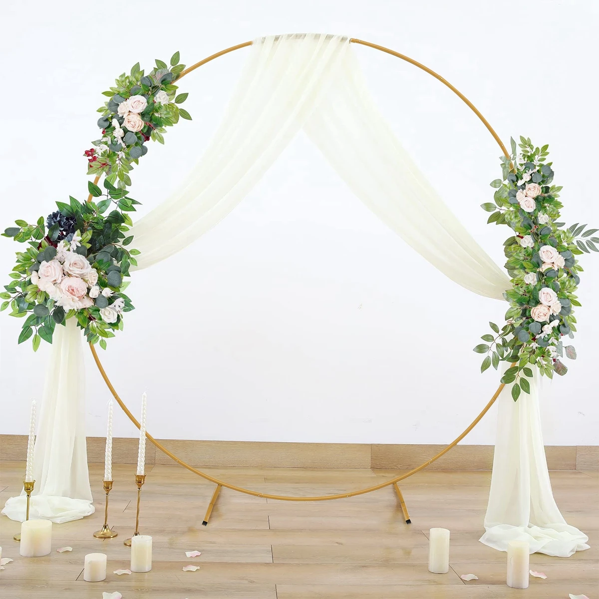 Metal Circle Stand Balloon Arch Wedding Gold Background Arch Bow of Balloon Round DIY Frame for Birthday Party Baby Shower Decor