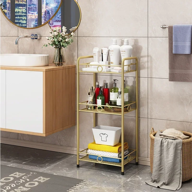 Nordic Golden Metal Shelf for Bathroom Multi-layer Metal Storage Rack Waterproof Rack Shower Rack Bathroom Organizer