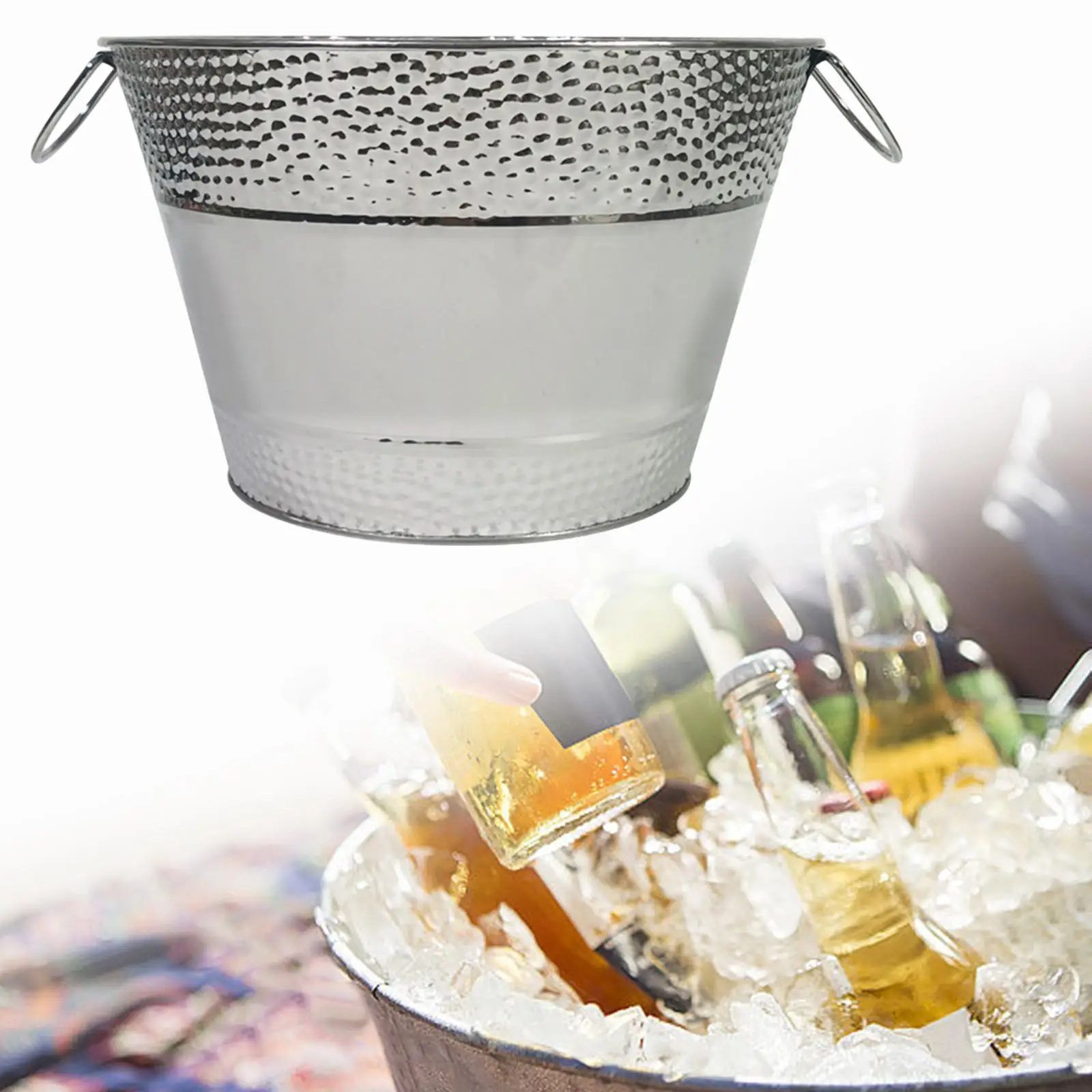 

Ice Bucket Stainless Steel Beverage Drink Tub for Wine Cooling Beer Bar