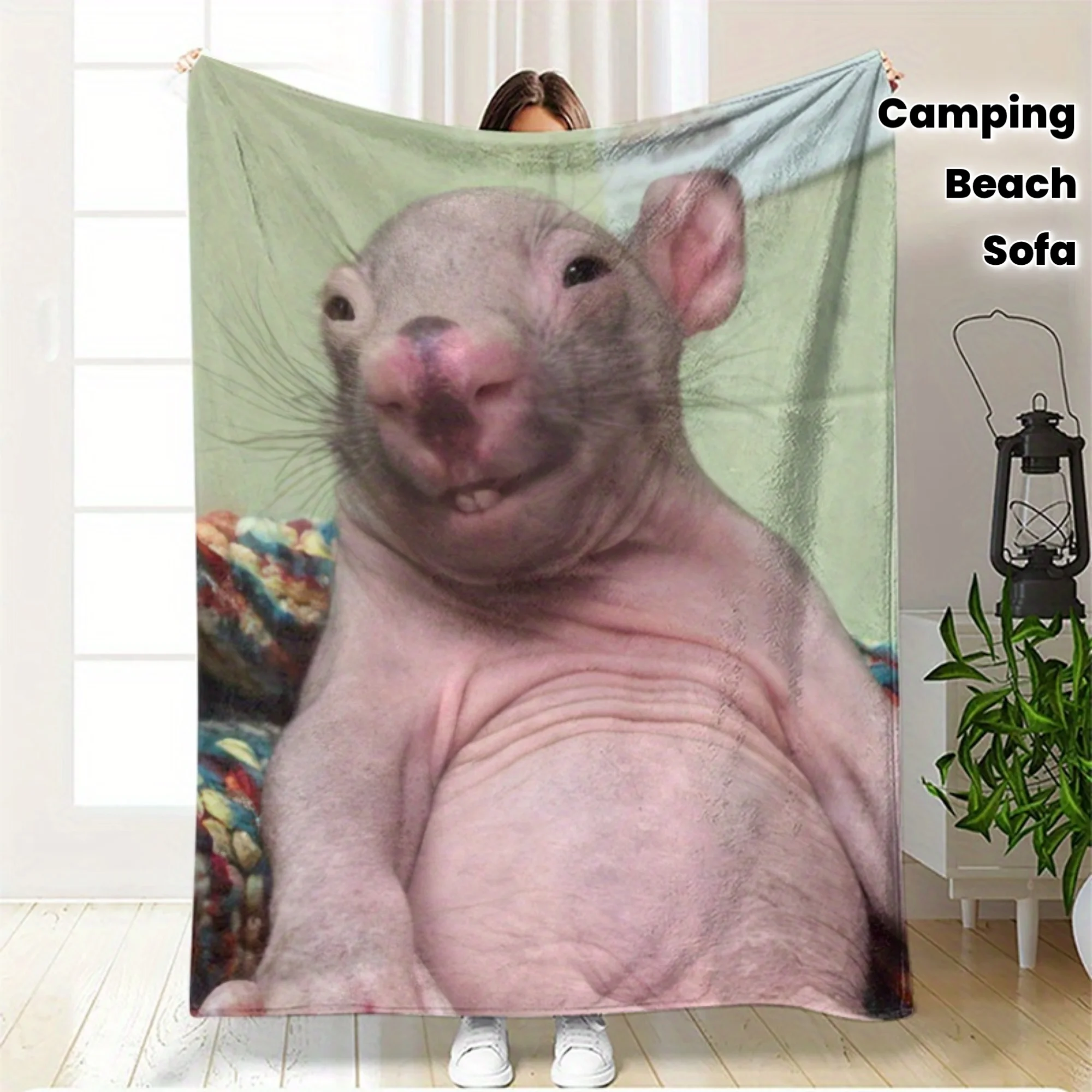 Novelty Pet Print Throw Blanket Funny Guinea Pig Decor Cozy Camping Beach Sofa Throws for Living Room Couch Gift
