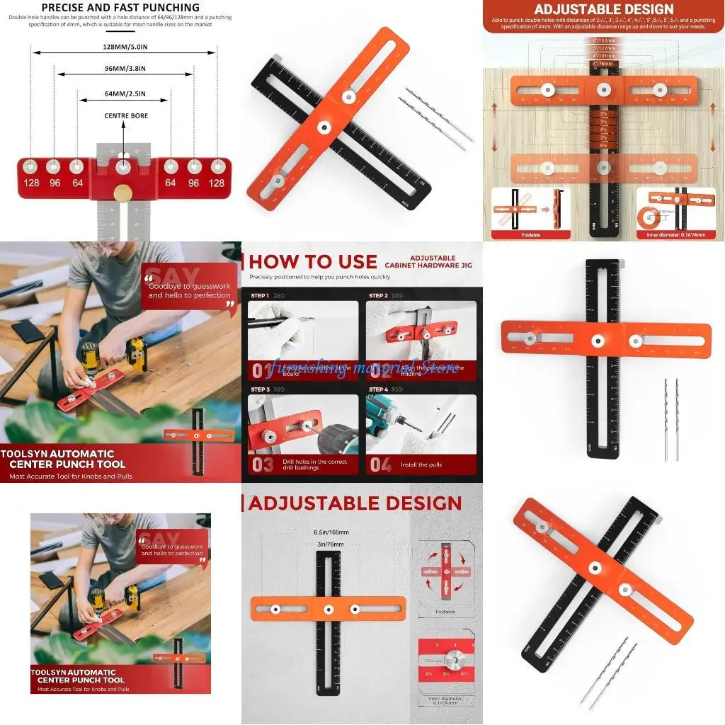 Y5GD خزانة الأجهزة Doweling Jig ، أداة قالب خزانة قابل للتعديل للمقابض ، المقابض #1