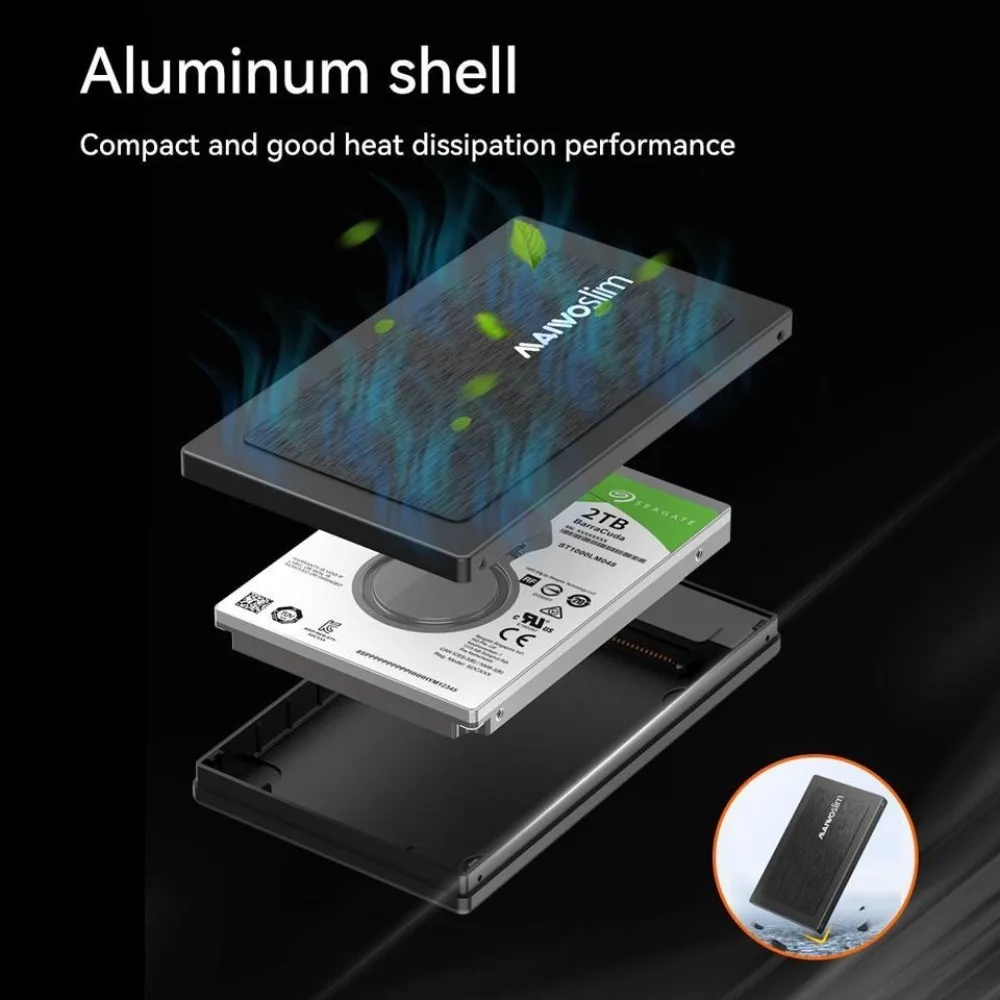 MAIWO penutup Hard Drive USB C, untuk 2.5 "SATA SSD HDD aluminium tipe-c ke SATA adaptor USB 3.1 Gen 2 mendukung UASP untuk PC MacBook