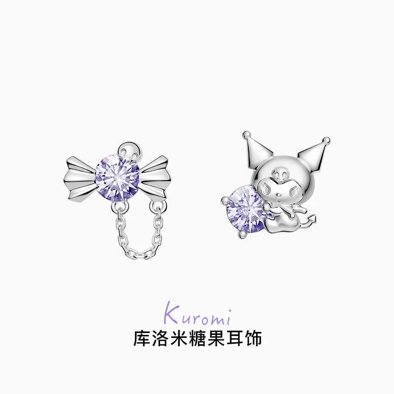 أقراط كرومي-كاواي سانريو من الفضة للإناث ، أقراط كرتونية لطيفة ، قلادة أذن Y2K ، هدايا للطلاب ، ديكور ، موضة #5