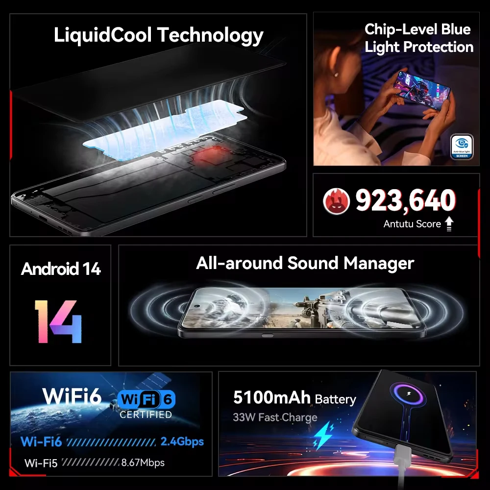 CUBOT MAX 5,NFC,24 256, 5G 견고한, 5100ma, 6.95 인치 144Hz 대형 스크린, 100MP 카메라, 안드로이드 14, 치수 8200