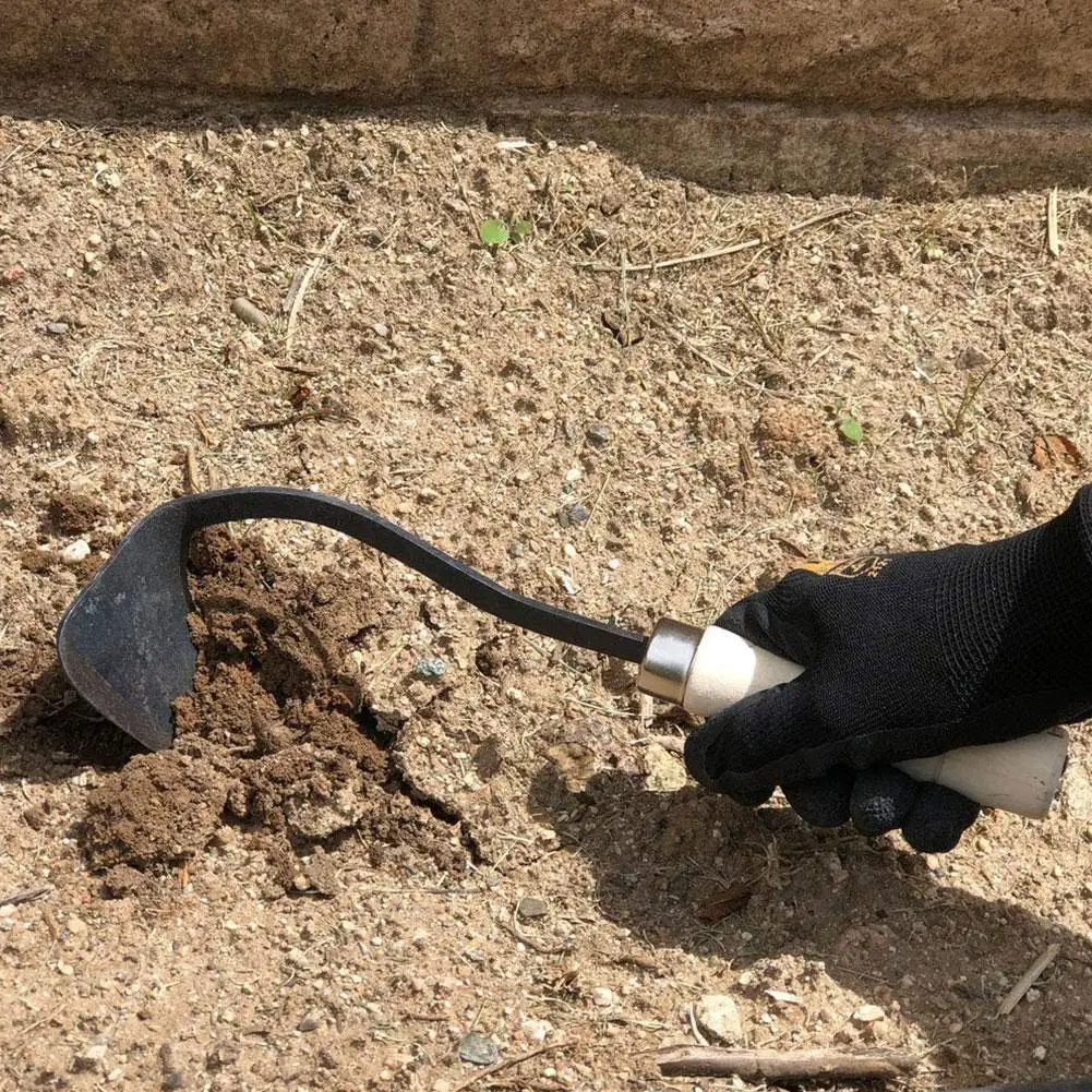 Gardening Hoe Small Wooden Handle Crooked Triangular Tools Garden Digger Multifunctional Agricultural Tip Tool Seedling Hoe A6D5