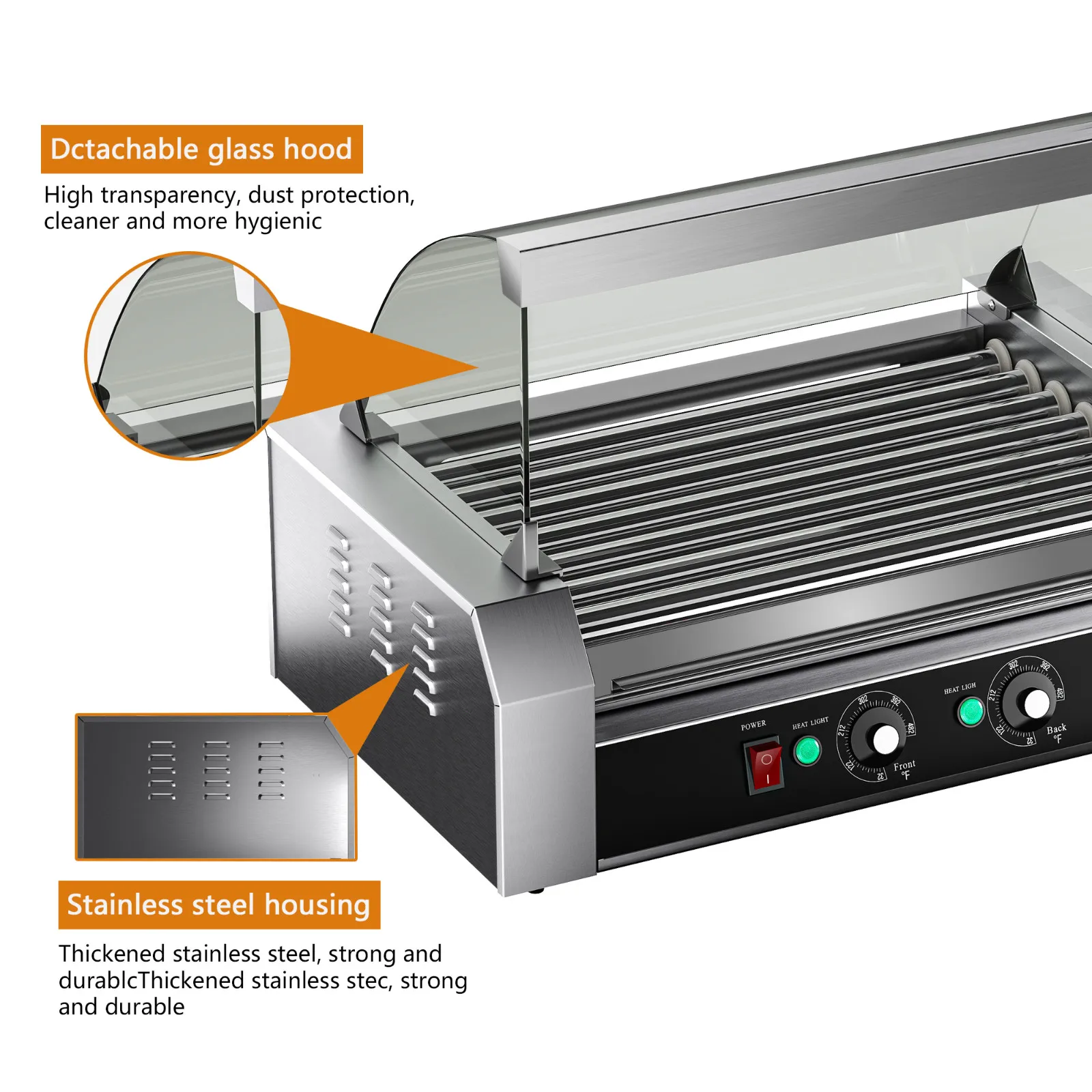 

Hot Dog Roller Machine, Sausage Grill Cooker Machine ,7 Non-Stick Roller