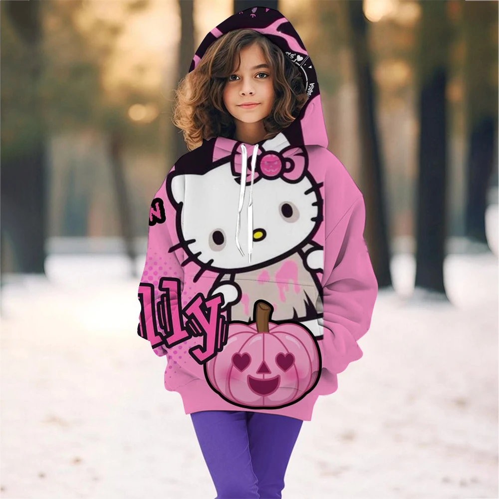 Hello Kitty kawaii children's fashion girls autumn clothing baby girl sweatshirt children's Kuromi hoodie toddler casual sportsw