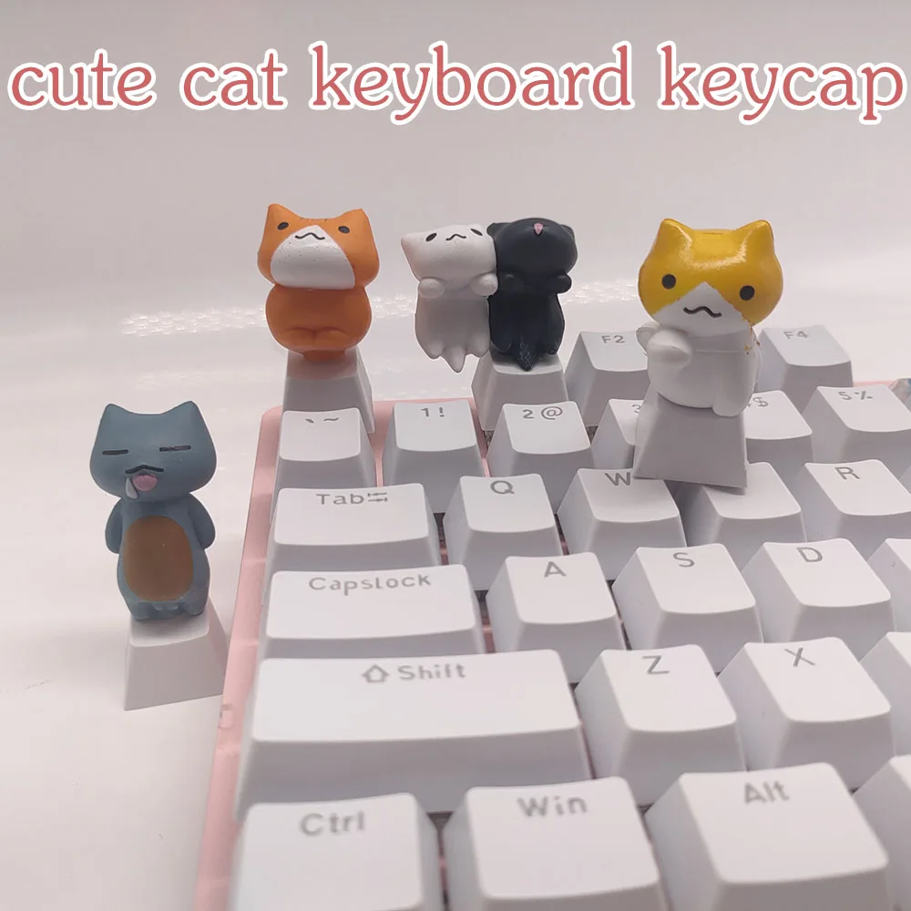 

Cute Cat Mechanical Keyboard Keycaps Handmade Custom DIY Design Game Key Cap ESC Cherry Kawaii PBT Pink Artisan Anime Keycap